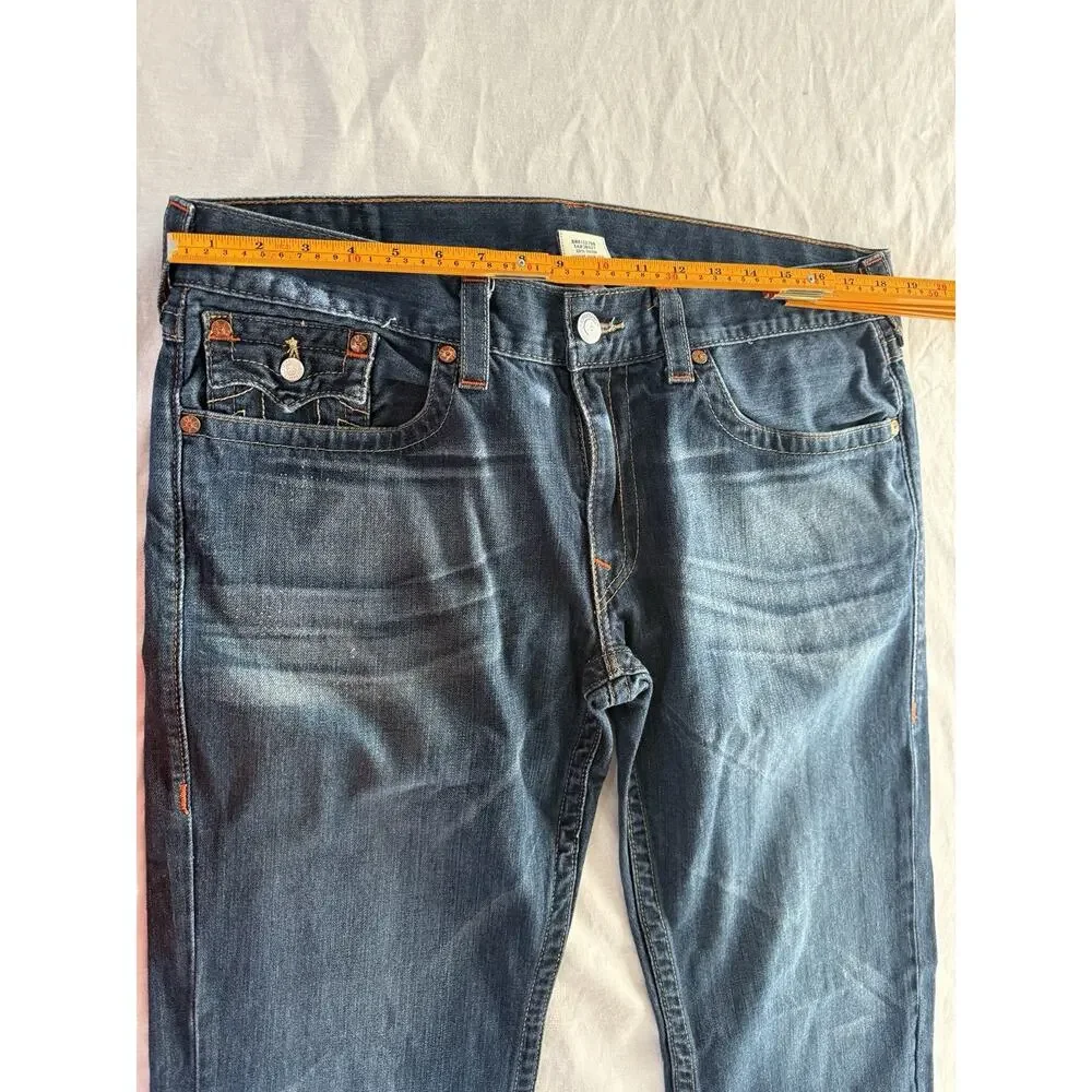 Vintage True Religion Billy Wide Bootcut Jeans Mens 38x32 USA Made Flap Y2K
